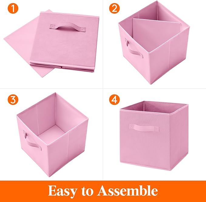 Lifewit Storage Cubes, Foldable Decorative Fabric Storage Baskets for Organizing Home Organizers with Handles for Shelves, Cl
