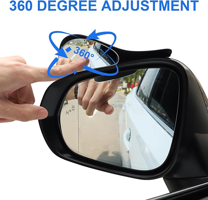 LivTee Blind Spot Mirror with Side Mirror Rain Guard, Carbon Fiber 2-in-1 Side Mirror Covers Kit with Wide Angle Adjustable Stick for Cars SUV and Trucks, Pack of 2