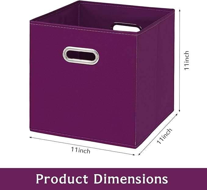 Fabric storage bins Cubes, Fabric Cube Organizer with Handle, Foldable Cube Bins for Cloth or Accessary Storage, 11x11x11, Se