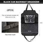 2PCS Car Backseat Organizer, Oxford Car Back Seat Protecter Kick Mat with Touch Screen Tablet Holder, Waterproof Automotive Seatback Storage Bag with Multi Functional Pockets (Zipper)