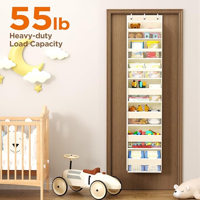Mefirt Over The Door Organizer, 7 Tier Door Hanging Organizers with 7 Large Pockets 12 Side Pockets, Behind Door Storage Hang