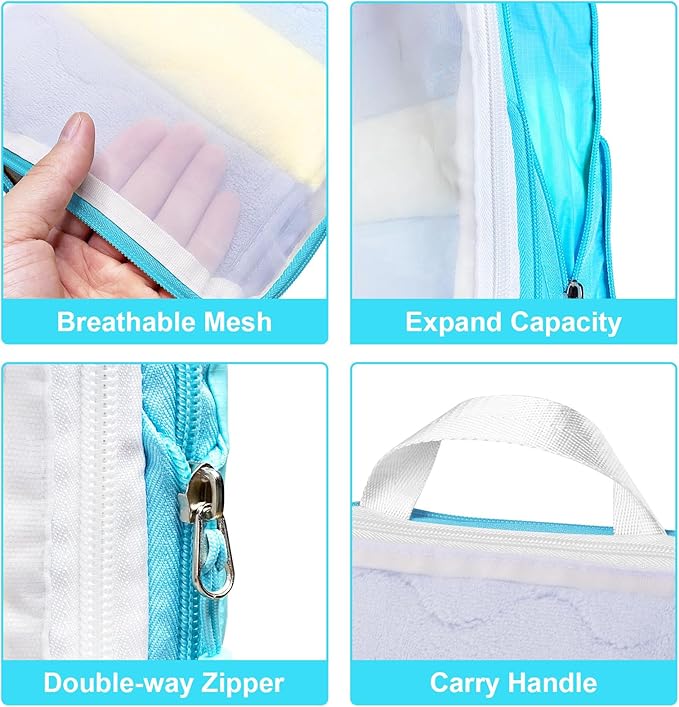 PFEYRPK Lightweight Compression Packing Cubes for Suitcases, Compressible Expandable Travel Packing Organizer with Clear Toil