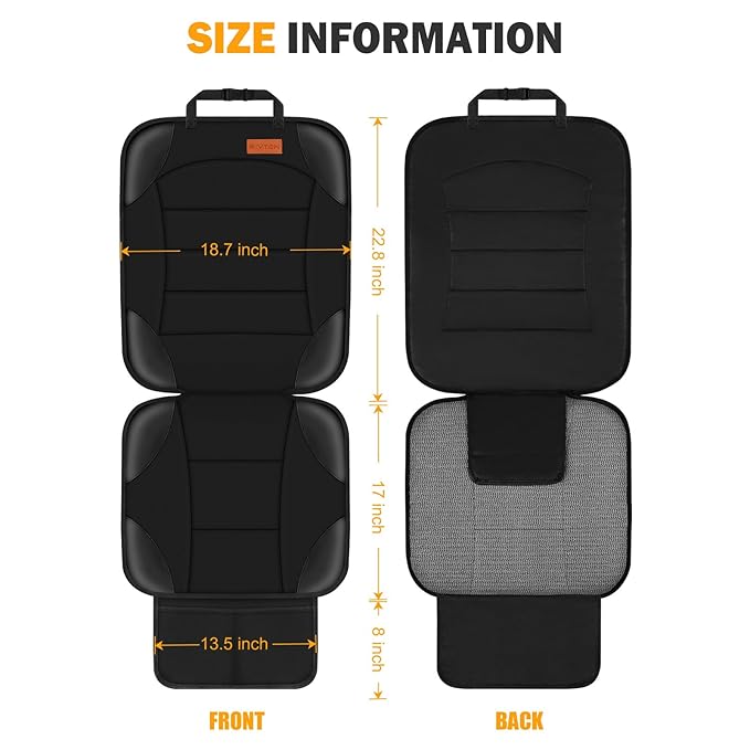 Siivton Car Seat Protector for Child Seat Cushion for Leather and Fabric Seats, 2 Mesh Pockets, Non-Slip Backing, Carseat Pro