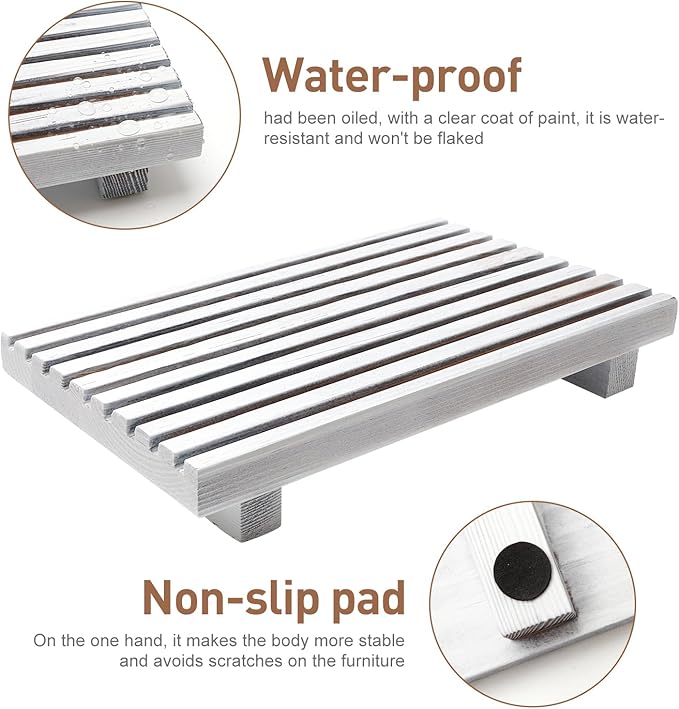 Wood Pedestal Stand for Bathroom Tray Kitchen Counter Decor Bathroom Sink Accessories Decorative Wooden Risers for Kitchen So