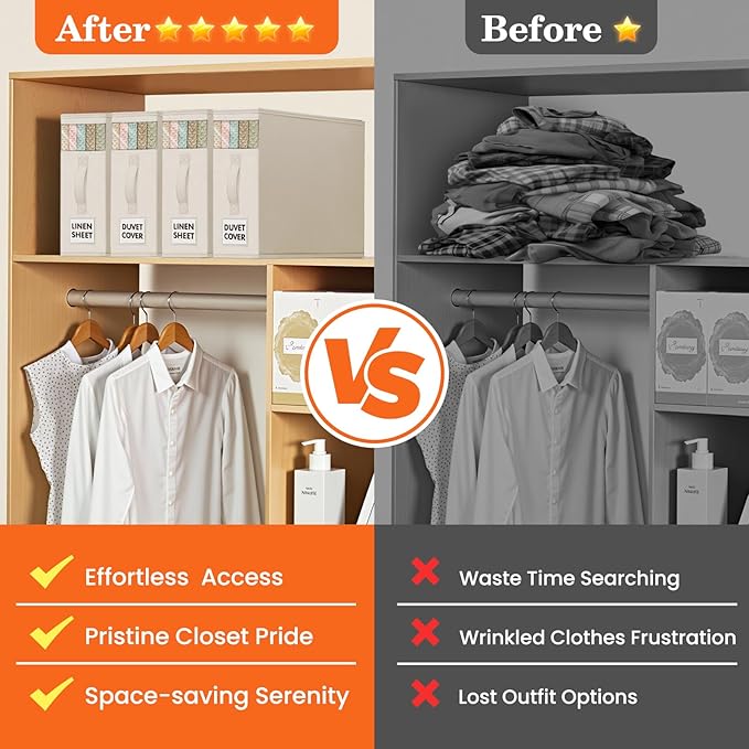 WOWBOX Sheet Organizers and Storage,Closet Bed Sheet Organizer Under Bed Storage and Organization with Label Cards & Clear Wi