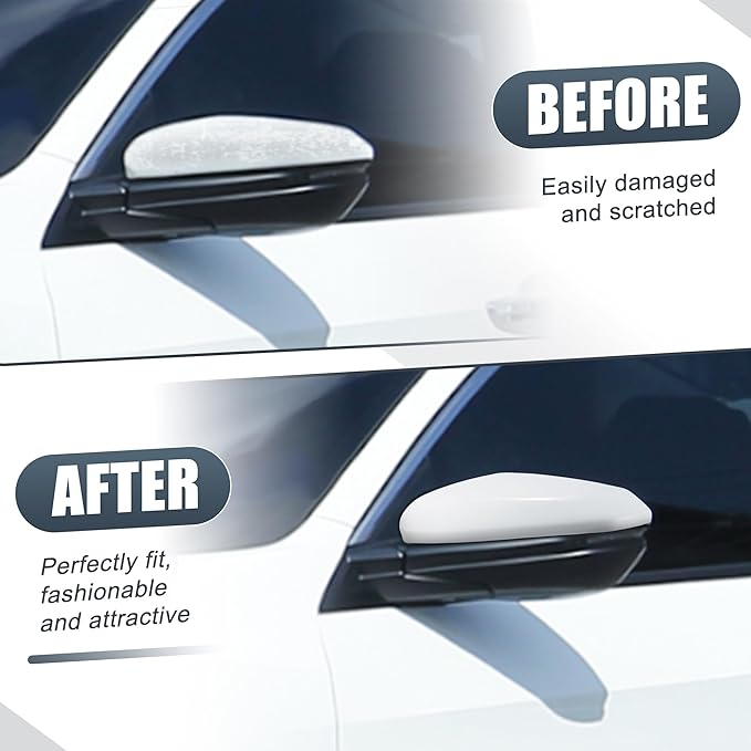 X AUTOHAUX Car Rear View Left Driver Side Mirror Cover Cap Replacement White for Honda CIVIC 2016-2021 Mirror Guard Covers Exterior Decoration Trims