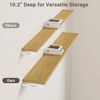 Vivelove 10" Deep Floating Shelves with Invisible Brackets, 55" Wall Shelves for Bathroom Bedroom Kitchen Living Room Laundry