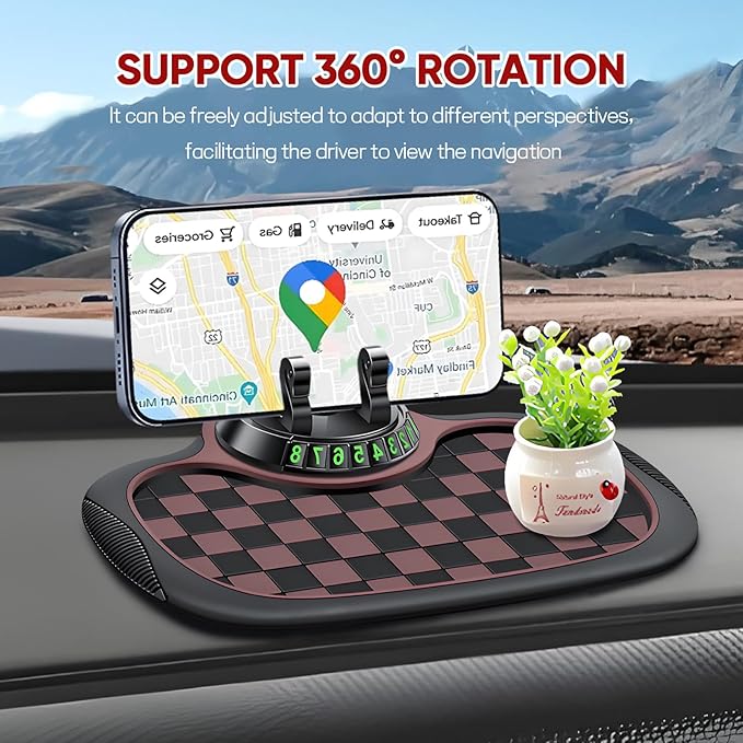 Wuyaoyao Multifunction Car Anti-Slip Mat Auto Phone Holder, PVC Car Dashboard Non-Slip Pad Phone Mount with Temporary Parking