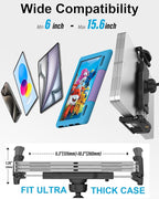 woleyi Tablet Holder for Car Cup Holder, [Full Motion Swivel 19.7" Height] Metal Tablet Car Mount for Truck, for iPad Pro Air Mini, Galaxy Tab, Z Fold, Fire, iPhone, 6-15.6" Devices, Cars Trucks SUVs