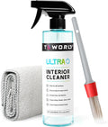 Premium Car Interior Cleaner (17oz Brush + Towel) | Interior Car Cleaner for Leather, Vinyl, Glass & Plastic | Residue-Free M