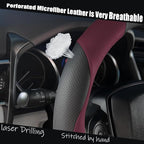 Steering Wheel Cover Universal Standard Size 14.5-15 inch, Breathable Microfiber Leather, Anti-Slip, Soft Grip, Sporty Design