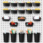 Yookeer 20 Pcs Pegboard Bins and Cups with Hooks and Loops Peg Assortment Organizer Accessories Various Tool Organizer Pegboa