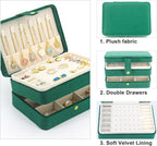 KOOAAICCHI Small Jewelry Box, Travel Jewelry Organizer, Portable Jewelry boxes for Women Girls Gift, Double Layers PU Leather