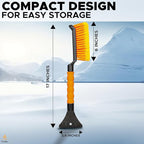 EcoNour 17" Snow Brush & Ice Scraper for Car Windshield | Automotive Snow Brush with Ergonomic Foam Grip | Heavy-Duty Winter Car Accessories | Ideal for Effortless Snow Removal in Cars