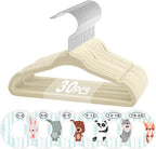 VIS'V Baby Hangers, 11 Inch Velvet Kids Hangers with 6 Pcs Clothes Size Dividers, Infant Toddler Nursery Closet Organization,