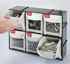 SHUTER Tilt Out Storage Cabinet w/6 Removeable Drawers, Plastic Small Parts Organiser, Stackable Storage Drawers, Tip Out Bin