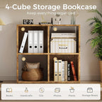 COMHOMA 4 Wood Cube Storage Organizer with Open Back and Removable Back Panels, 11In Brown Cube Storage Bookshelf, Cubicle Sh