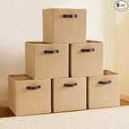Ornavo Home 10.5 x 10.5 Storage Cube Bins, 6 Pack Jute Baskets, Fabric Storage Bins Shelf Basket Cube Organizer for Closet Fo