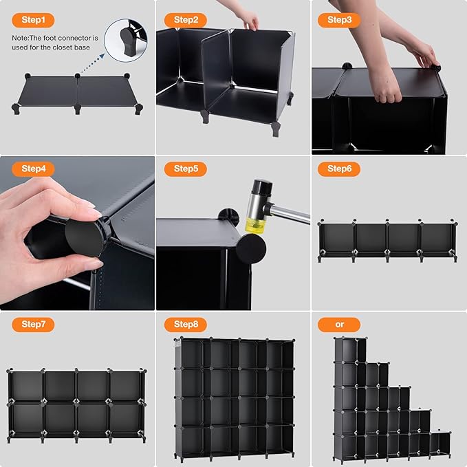 Neprock 16 Cubby Storage Organizer, Closet Clothes Storage Organizer, Cube Shelves Closet Organizers and Storage Shelves for 