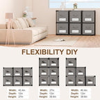 Geelin 6 Cube Storage Organizer with Fabric Bins and Labels 11 Inch, Fabric Collapsible Cubby Clothes Storage Drawer Dresser 