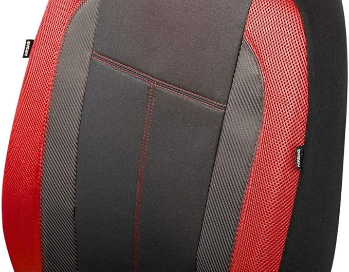 PIC AUTO Low Back Car Seat Covers - Sports Carbon Fiber Mesh Design, Two Front Set, Airbag Compatible, Universal Fit for Most