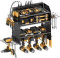 CCCEI Modular Power Tools Organizer with USB Charging Station, 4 Layer Drills and Battery Storage Wall Mount, Garage Shop Org