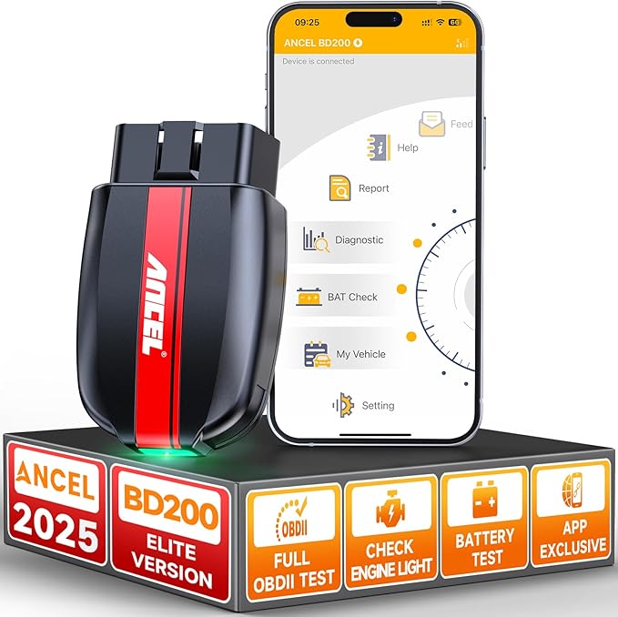 ANCEL BD200 OBD2 Scanner Bluetooth - Code Reader & Check Engine Diagnostic Scan Tools with Car Battery Test, Exclusive App on