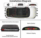 Car Auto Reverse Parking Sensor System with 8 Parking Sensors Distance Detection + LED Distance Display + Sound Warning (Gray Color)