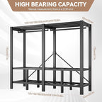 Heavy Duty Clothes Rack with Cover, Portable Wardrobe Closet with Magnetic Door & Black Steel Frame, Foldable Freestanding Ga