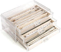 CLUQMEIK Necklace Organizer Box with Clear Lid, Dustproof Velvet Jewelry Holder Storage Display Case, Stackable Acrylic Neckl