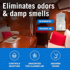 4 Pack Moisture Absorber Hanging Bags, Boat Dehumidifier with Charcoal, Unscented, Removes Dampness and Musty Odors, Ideal