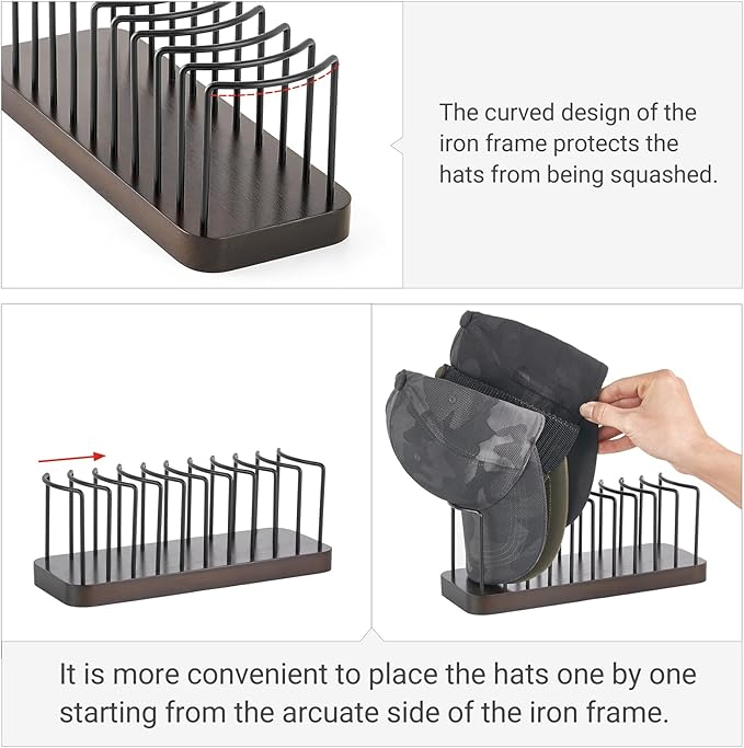 Mkono Hat Organizer for Baseball Caps, Set of 1 Hat Holder for 10 Baseball Caps, Tabletop Hat Rack Stand Hat Storage Display 