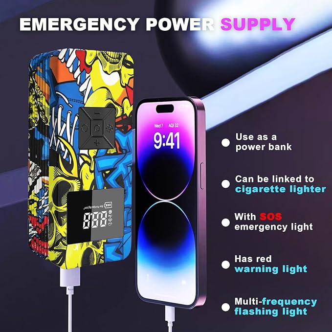 Jump Starter with Air Compressor, 8000A 150PSI Battery Jumper Starter Portable Tire Inflator Pump, 12V Jump Box Car Battery