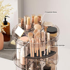 360 Rotating Makeup Organizer with Lipstick Slots, DIY 8 Adjustable Height Spinning Skincare Organizers, Brush and Perfume St
