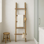 Blanket Ladder Fully Assembled 57in Wooden Ladder Shelf Living Room Bathroom Bedroom Decorative Wall Leaning Farmhouse Quilt 