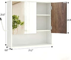 Bathroom Wall Cabinet With Mirror,wall mounted bathroom cabinet,Medicine Cabinet with 2 Door ,Side Hook,Light and Adjustable 