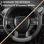 GIANT PANDA Car Steering Wheel Cover for Ford - F150 F250 F350 Expedition, (15.5-16 inches - Black+Gray)
