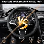 NBTEPEM Customized Auto Car Steering Wheel Cover for Honda Accord, Civic, CR-V, HR-V, Pilot, Microfiber Leather Sport Steerin