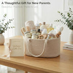 luxury little Diaper Caddy Organizer, Large Cotton Rope Nursery Baby Basket, Changing Table Organizer for Baby Diaper Storage