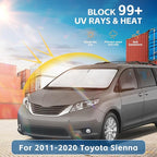 Windshield Sun Shade for Toyota Sienna 2011-2020 Front Window Shade Custom Fit Sienna Accessories Sun Visor Foldable Shade Blocks UV Rays Summer Must Have Car Accessories