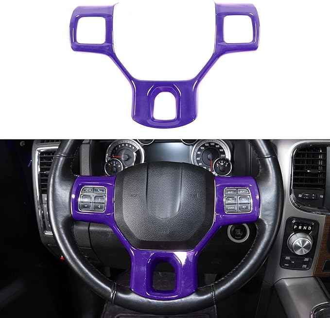 Hoolcar Interior Steering Wheel Cover ABS Trim Compatible with 2010-2017 Dodge RAM Accessories, Purple
