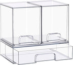 Sorbus Stackable Acrylic Storage Drawers – 2 Tall + 1 Wide – 3 Pack Clear Plastic Organizer Bins for Baby Bottles, Makeup, Ba