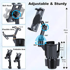 Peastrex Cup Holder Tablet Mount, Ipad Cup Holder Car Mount with Adjustable Arm for Tablet iPhone 3-11in iPad Pro Air Mini, Fire, iPhone 15, Galaxy S24 Z Fold 5