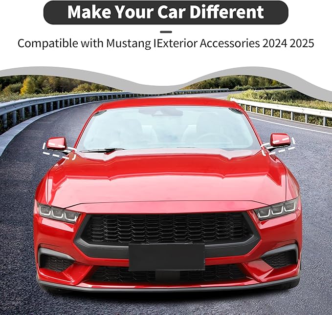 Rearview Side Mirror Decoration Trim Cover Compatible with Mustang IExterior Accessories 2024 2025(Black)