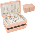 KOOAAICCHI Small Jewelry Box, Travel Jewelry Organizer, Portable Jewelry boxes for Women Girls Gift, Double Layers PU Leather