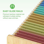 Hanging File Box Organizer for Letter Size 2 Pack, Bamboo Acrylic File Folder Storage with Lid Clear Wooden Moving Boxes Wood