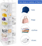 coastal rose Hanging Shoe Closet Organizer, 30 Sections Hanging Closet Organizers and Storage Shelves with 6 Mesh Pockets, Sp