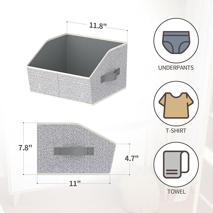 Homsorout Storage Bins for Shelves - Small Trapezoid Closet Shelf Organizer, Fabric Organization Bins with Handles, Storage B