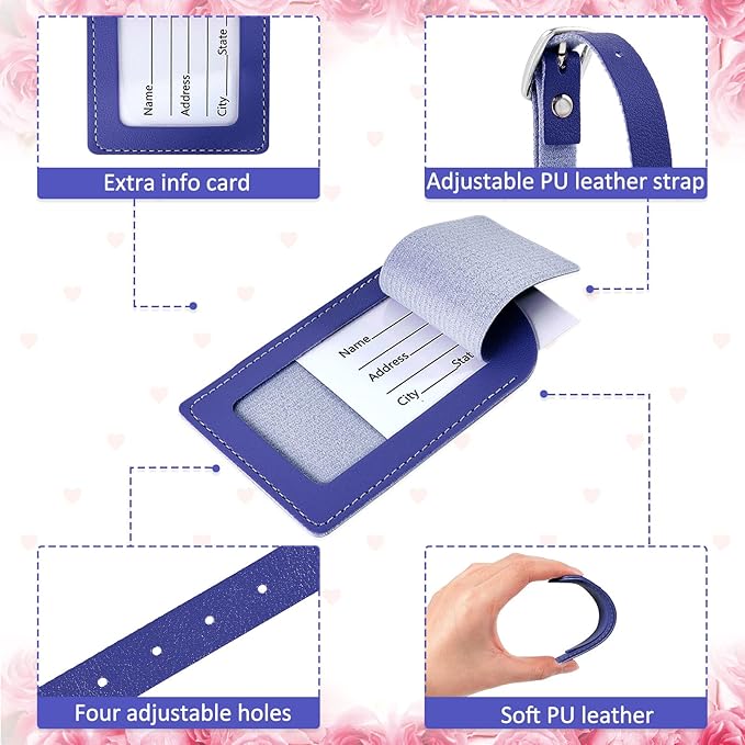 Dunzy 30 Pieces Leather Luggage Tag Women Identifiers Travel Suitcase Tags for Luggage Travel Backpack Bag Wedding Favors Wom