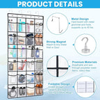Cruise Essentials 2026 Over The Door Organizer For Cruise Ship 24 Pocket Magnetic Door Organizers with 4 Metal Hooks and 4 St